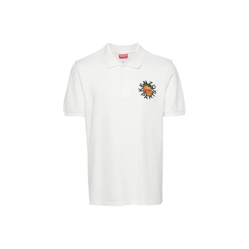 KENZO Orange Embroidered Polo Shirt-0