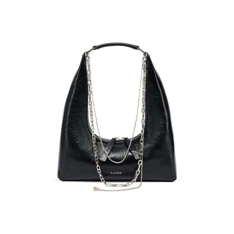 SUSEN Cow Leather One Shoulder Handbag Small Size Women's Black/Green/Blue/Yellow/Pink-1