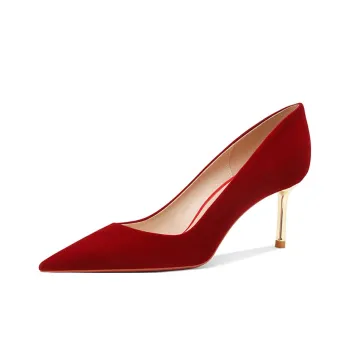 WEISHIBANGWEI Slim Heel High Heels Women's Burgundy