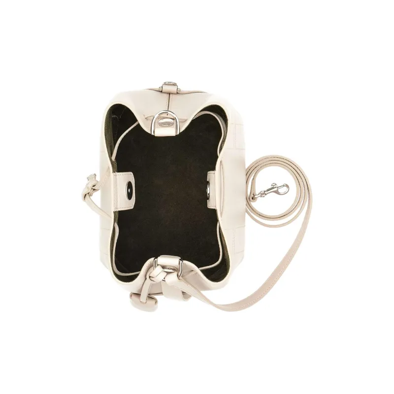 HOGAN Soft Leather Bucket Bag, Shoulder Bag Mini Women's Ivory-4