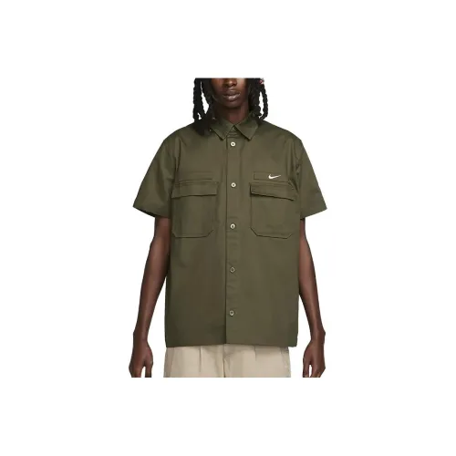 Nike Life Men's Woven Military Short Sleeve Button Down Shirt