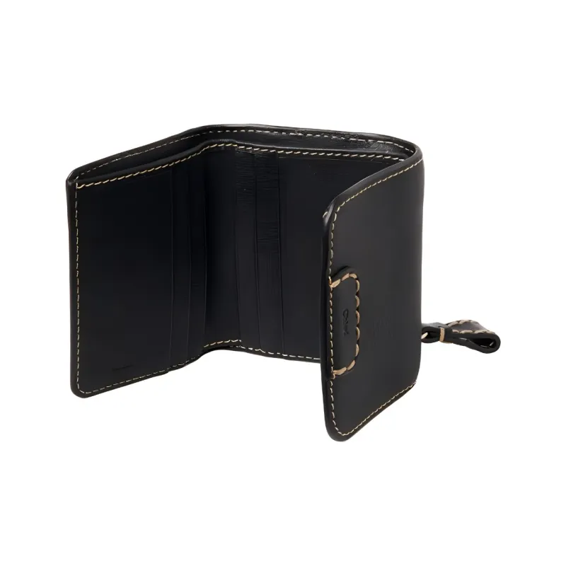 Chloe Edith Buffalo Leather Wallet Small Size Men's Black-2