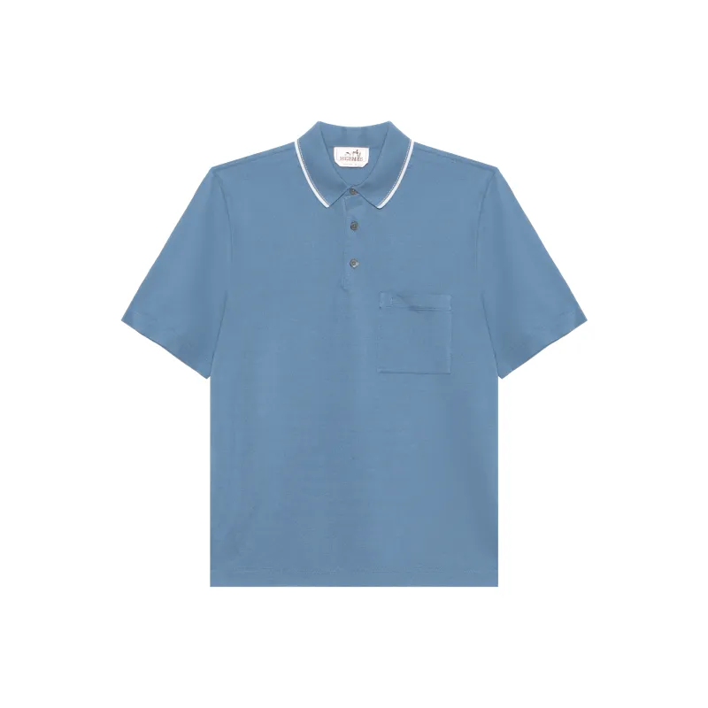 HERMES SS24 Polo Shirt Men's Light Gray Blue-0