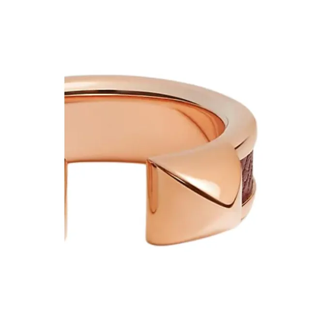 HERMES Calfskin Metal Leather Rings Women's Gold-2