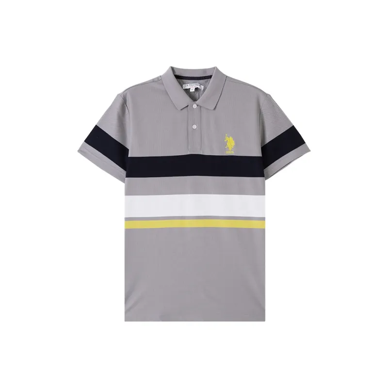 U.S. POLO ASSN. Polo Shirt Men's Light Gray Stripes-0
