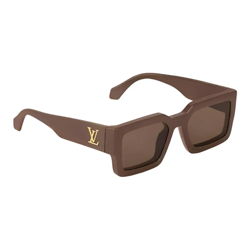 LOUIS VUITTON Metal Acetate Square Sunglasses Unisex Brown-1