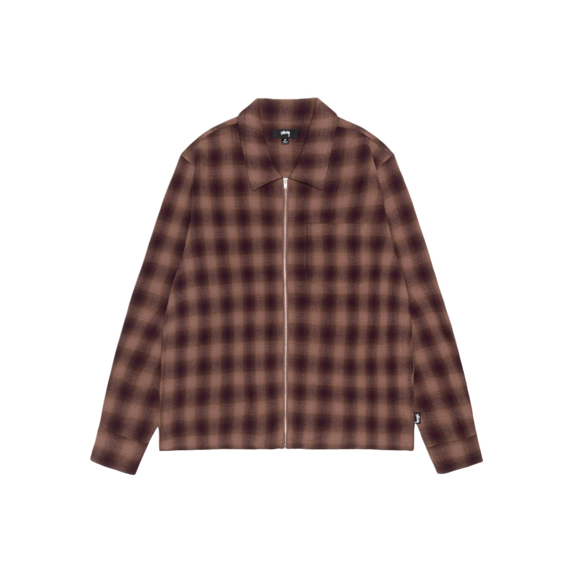 Stussy Plaid Twisted Yarn Zip Shirt Natural S - POIZON