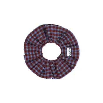 GANNI Checked Seersucker Scrunchie