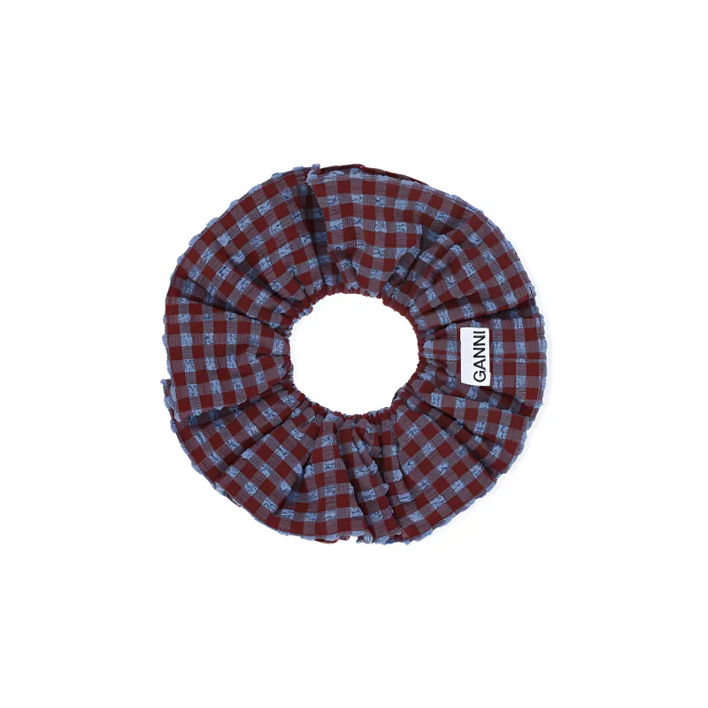 GANNI Checked Seersucker Scrunchie-0