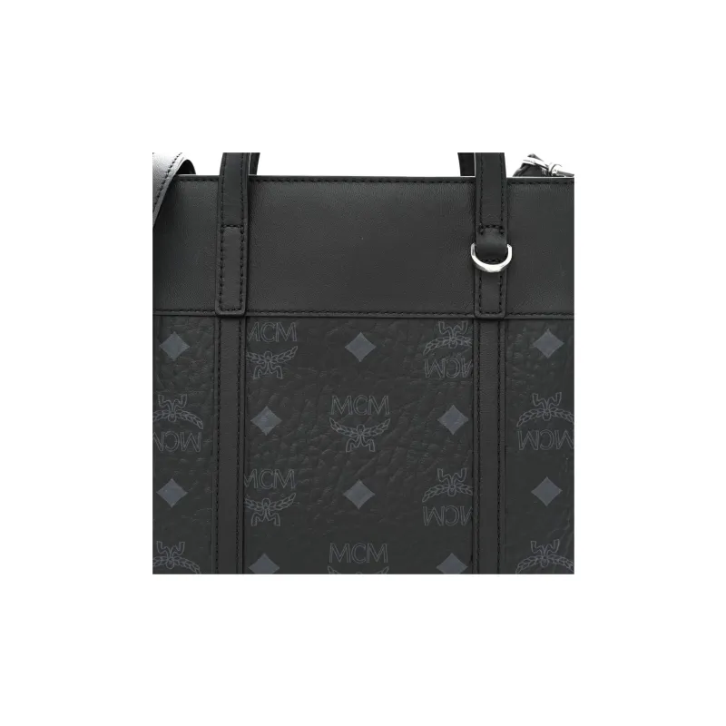 MCM Leather With Calfskin Basket Bag, Tote Bag, Shopping Bag, Shoulder Bag, Crossbody Bag, Handbag Mini Women's Black-5