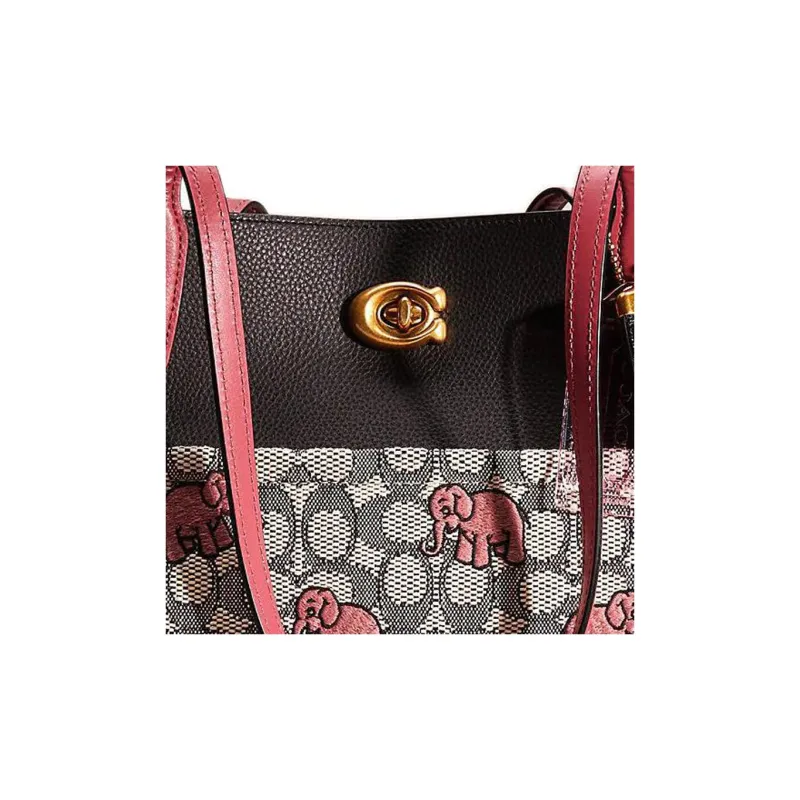 COACH Willow Pebbled Leather Tote Bag Shopping Bag Shoulder Bag Handbag Large Size Women's Black-4