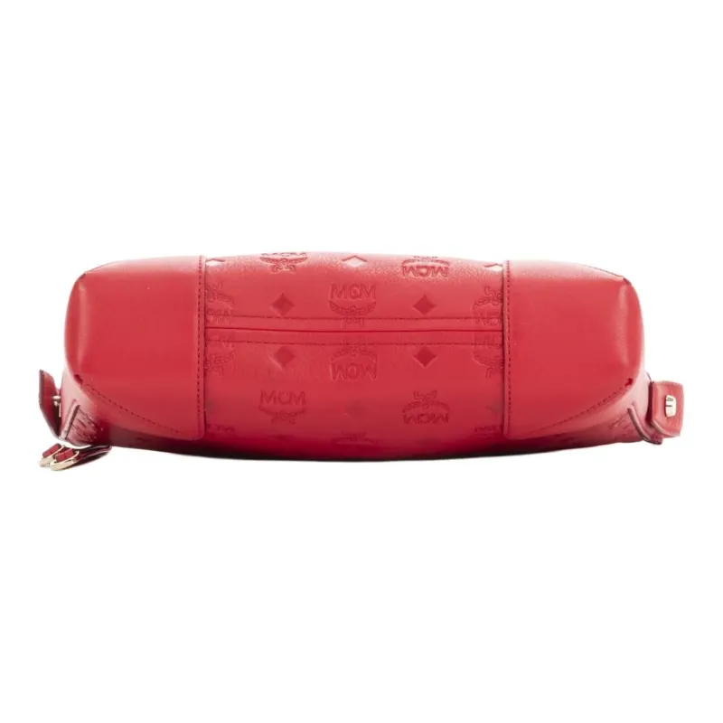 MCM Klara Leather Shoulder Bag Women's Red-4
