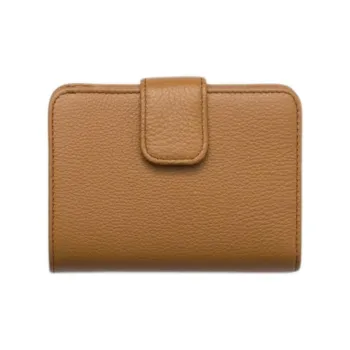 PRADA Vitello Dino Cow Leather Wallet Unisex Camel