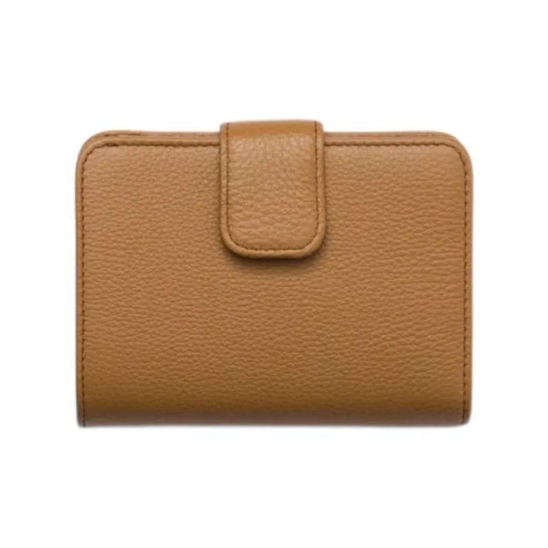 PRADA Vitello Dino Cow Leather Wallet Unisex Camel-0