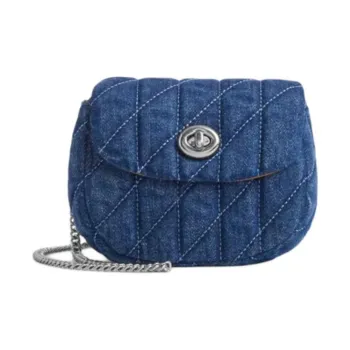 COACH Turnlock Denim Crossbody Bag, Shoulder Bag Mini Women's Blue
