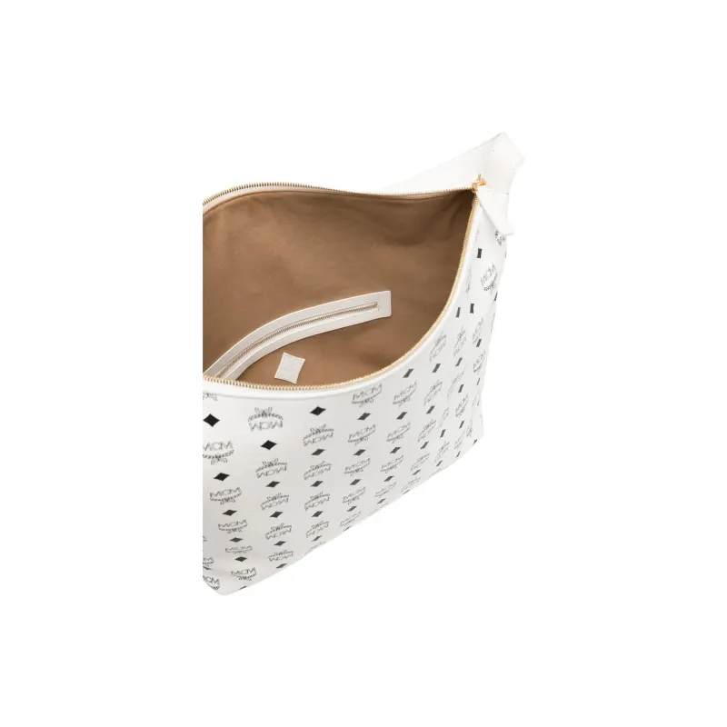 MCM Leather Handbag, Shoulder Bag Tubas Women's White-3