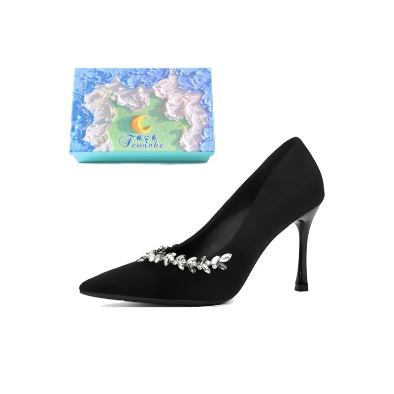 Feo Dvke Slim Heel High Heels 7cm 9cm Women's Black Gift Box Set-0