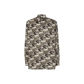 FENDI All Over Logo Printed Oversized Shirt