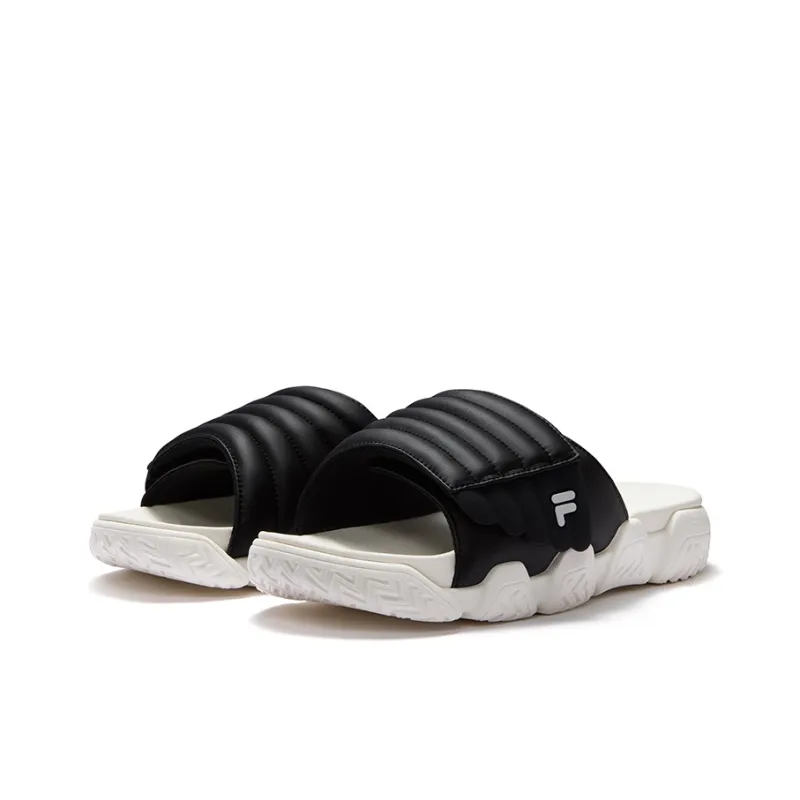FILA FUSION BARRICADE Bread Slippers Slip Resistant Slide Slippers Men's Black Snow White-1