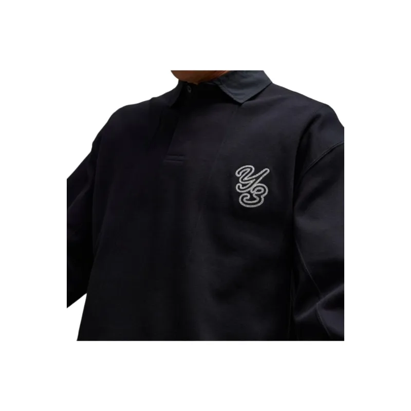Y 3 Logo Patch Long Sleeved Polo Shirt-3