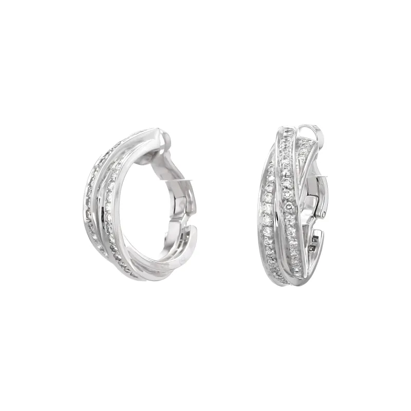 Cartier White Gold Trinity Diamonds Earrings-1