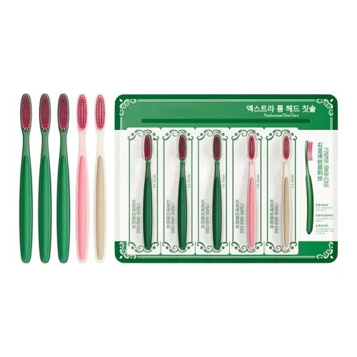 ORALGOS Home Use Soft Bristle Long And Wide Tip Toothbrushes Teeth Stain Removal 5 Pack