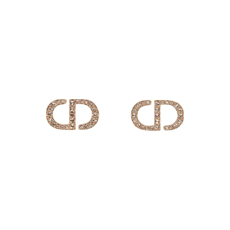 DIOR Crystal Stud Earrings Women's Rose Gold-0