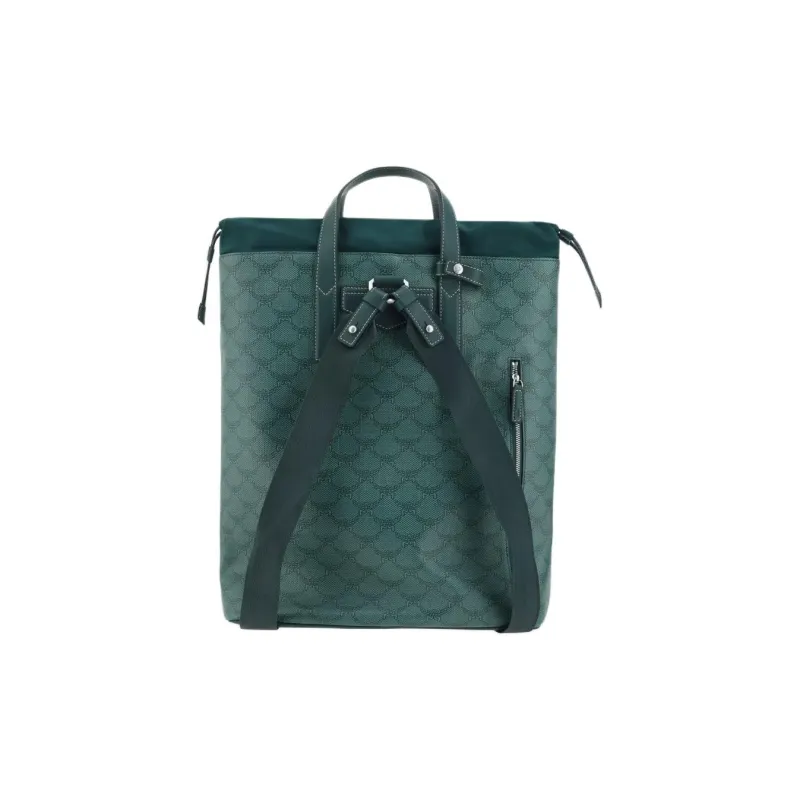 MCM Artificial Leather Laminated Fabric Backpack Portable Medium Size Men's Forest Green-1