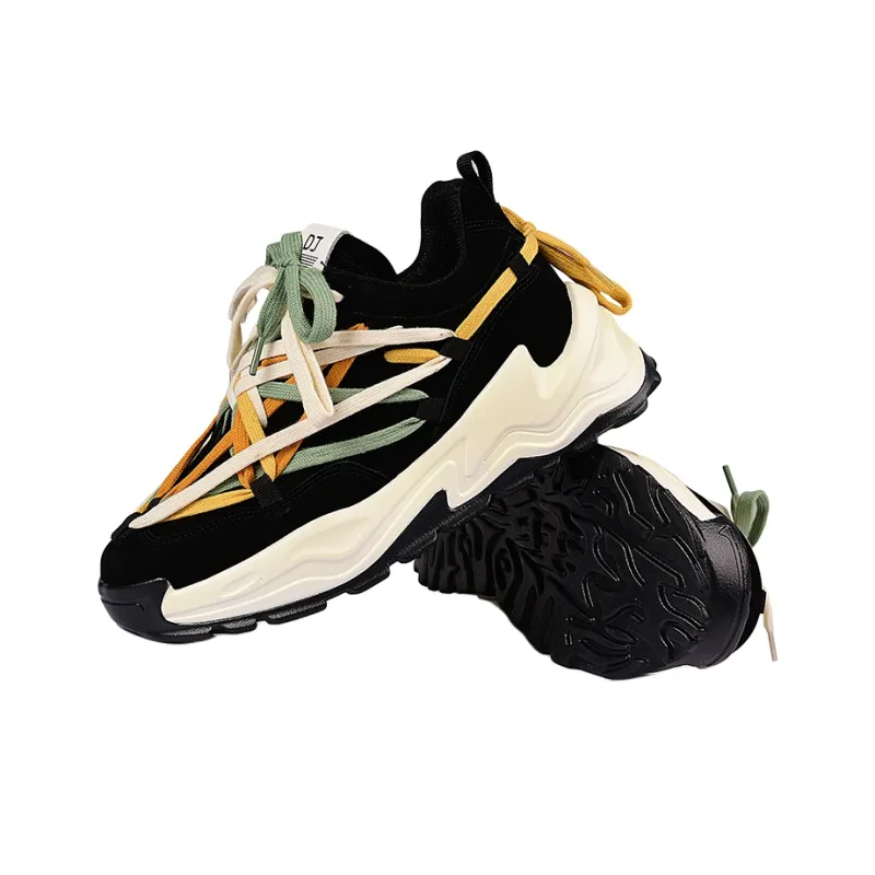 OUBT Niche Lace Up Design Height Increasing Lightweight Breathable Low Top Chunky Sneakers Men's-5