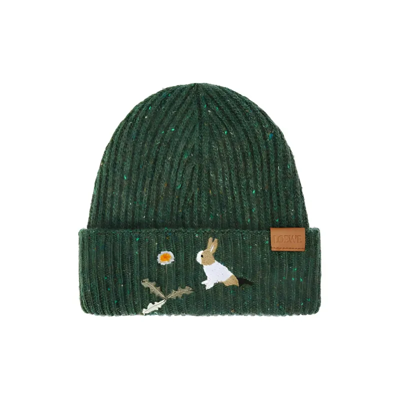 LOEWE Wool, Polyamide, Viscose Beanies Unisex Green-1
