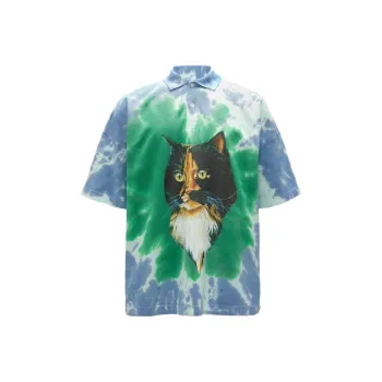 JW Anderson Tie Dye Cat Printed Polo Shirt
