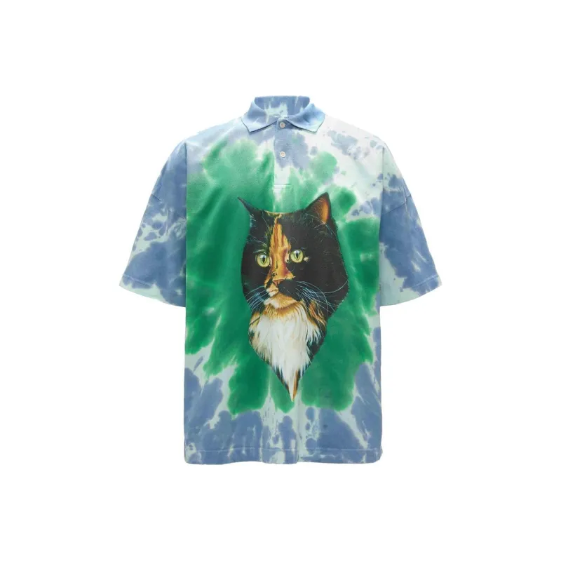 JW Anderson Tie Dye Cat Printed Polo Shirt-0