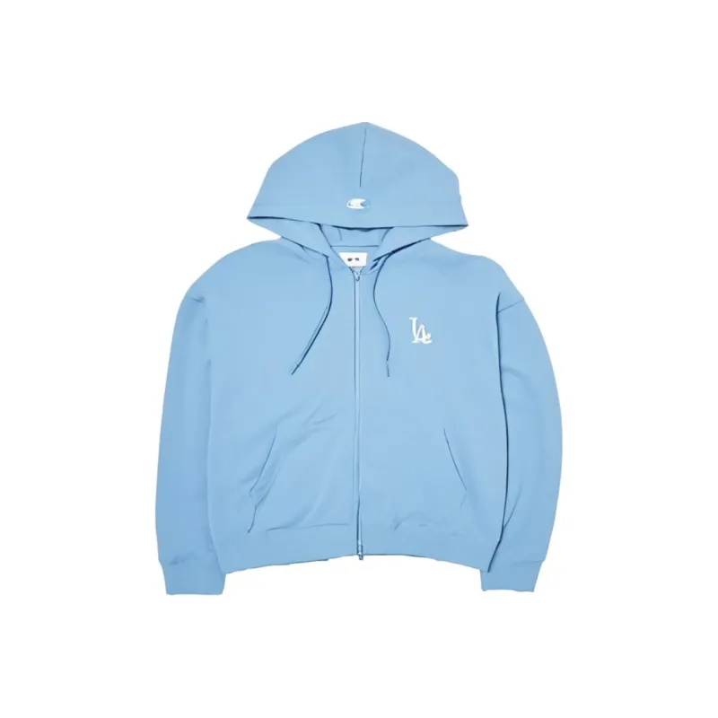 MLB Basic Medium Logo Hood Zip Up Sweatshirt Unisex Blue-0