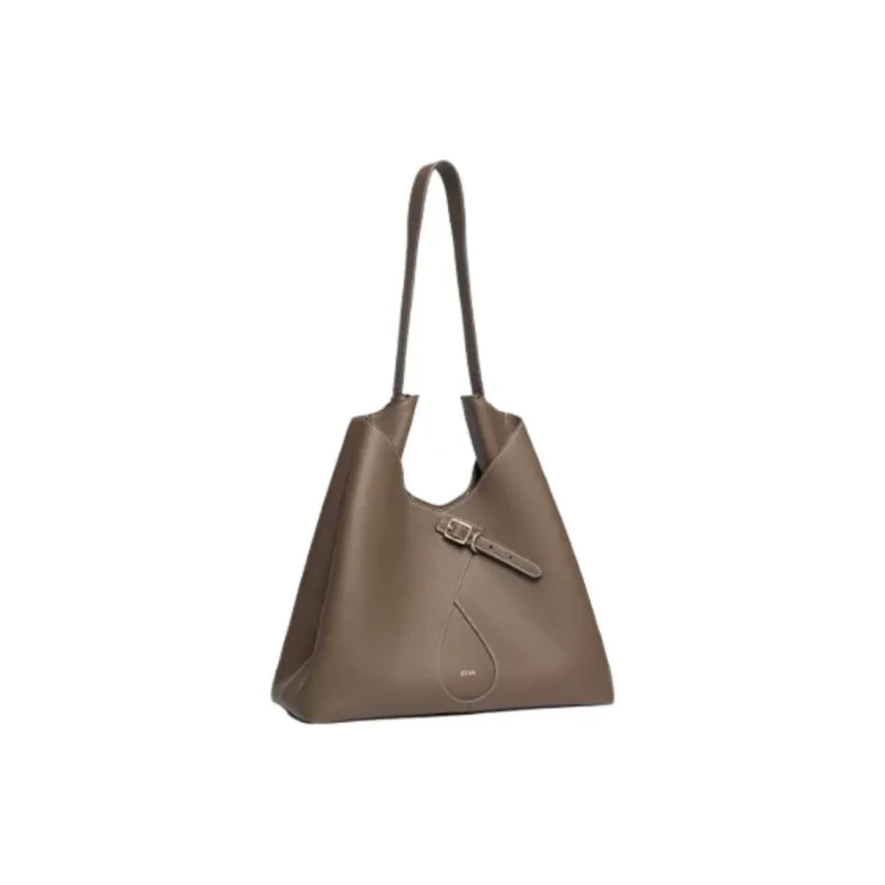 ZESH Cow Leather HOBO Shoulder Bag Large Size Women's Elephant Gray/Gold Brown/Black-1