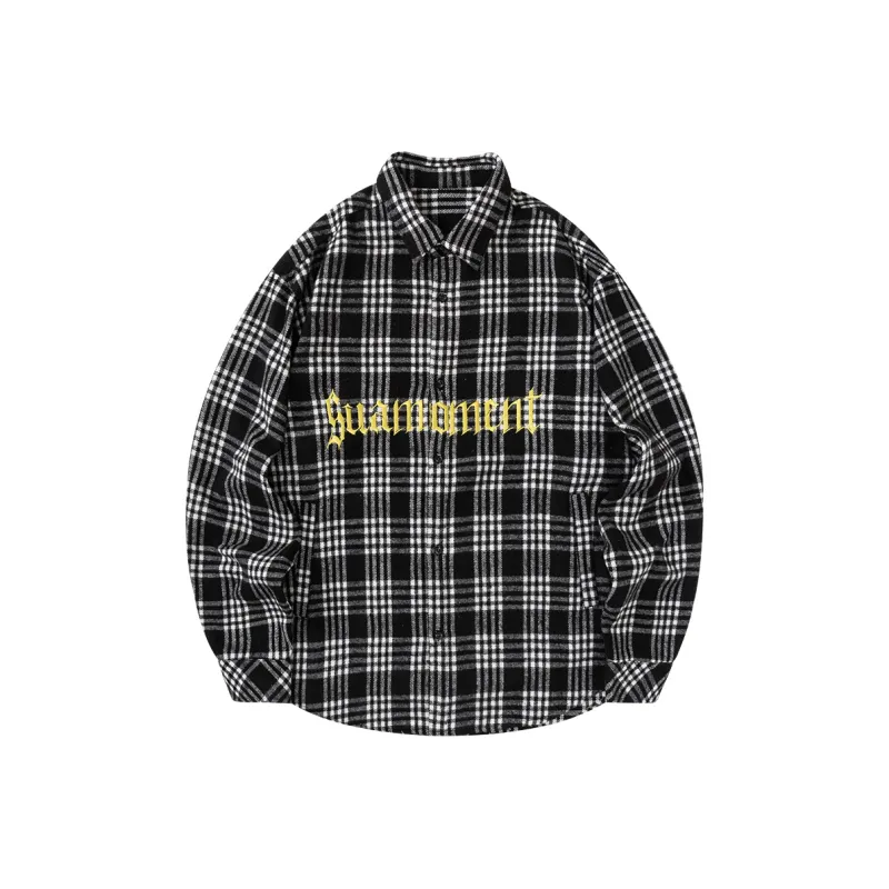 Suamoment Spring And Fall Loose Fit Casual American Shirt Unisex-5