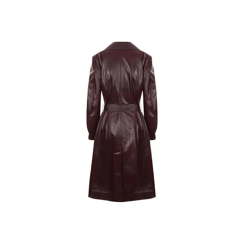 Bottega Veneta Leather Jackets Women's Burgundy-1