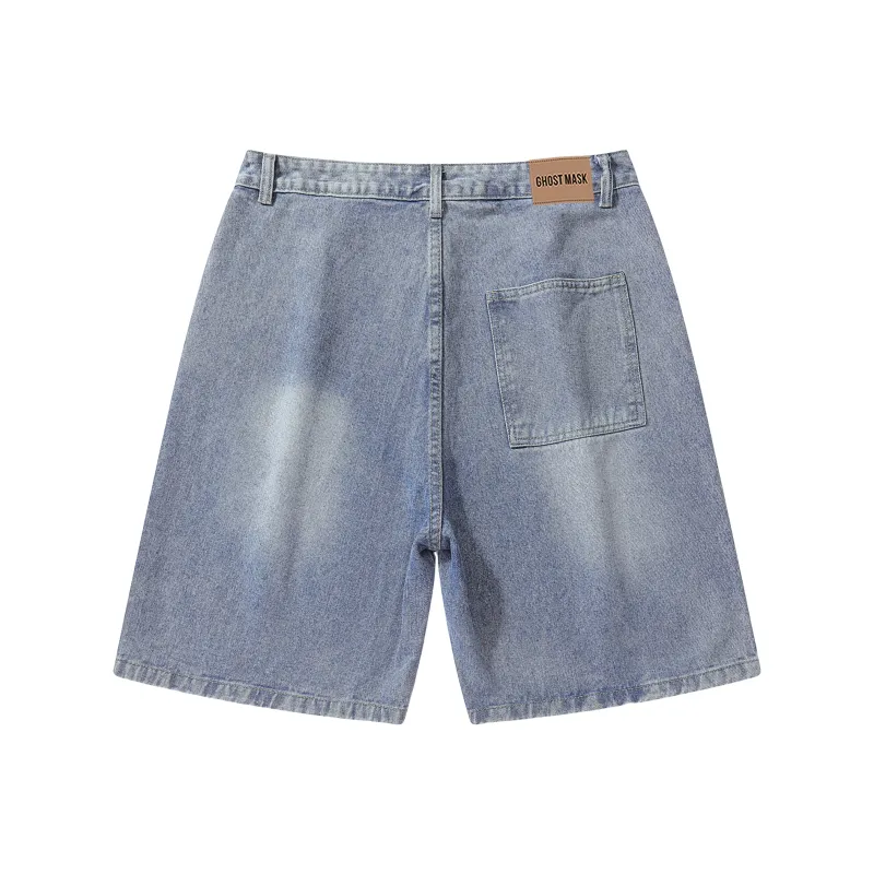 Ghost Mask Denim Shorts Unisex-1