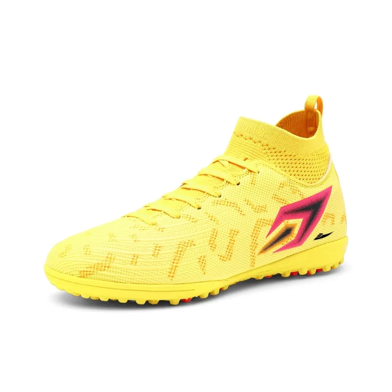 Kuding Soccer Shoes Unisex High Top Ice Blue Purple/Lemon/Cherry Blossom Pink-6