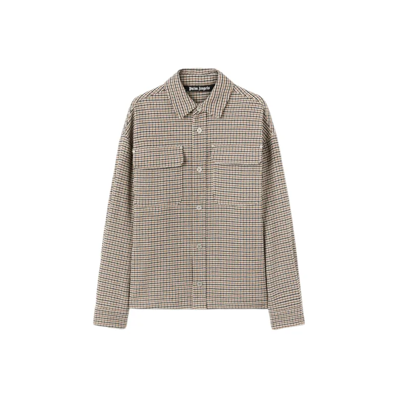 PALM ANGELS Logo Embroidered Checked Oversized Shirt-0