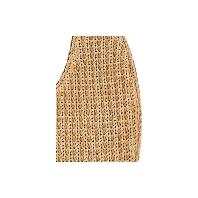 Staud Raffia With Calfskin Crescent Bag, One Shoulder Handbag Regular Women's Beige/Brown-4