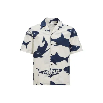 Moncler SS25 Shirts Men Blue With White Lettering