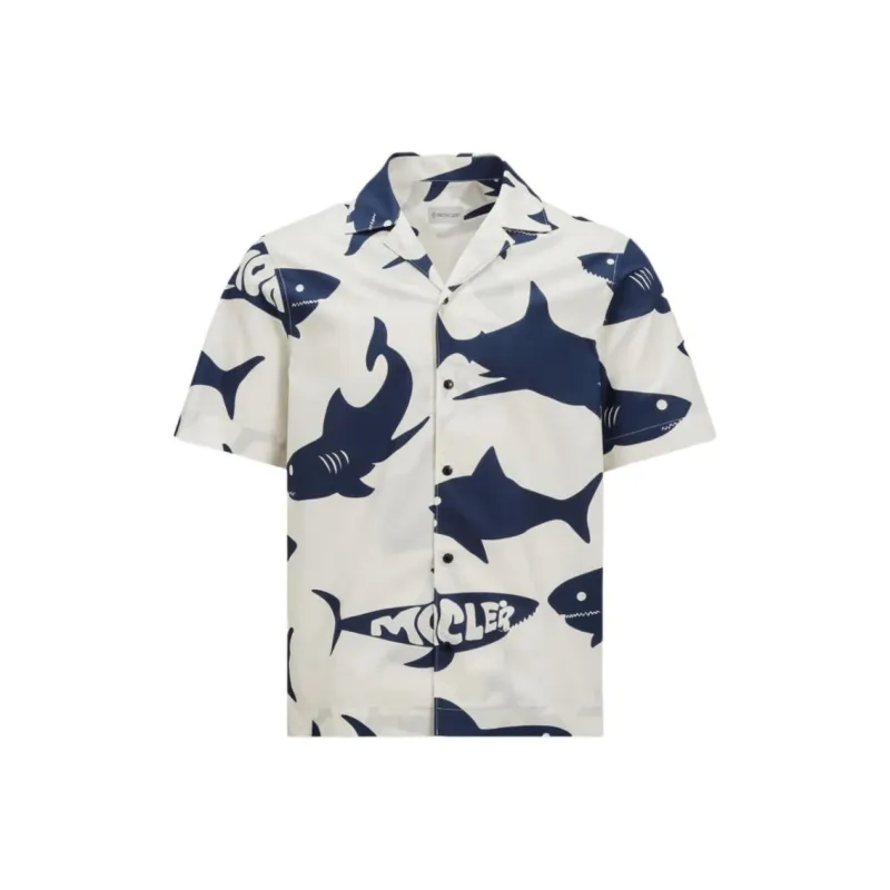 Moncler SS25 Shirts Men Blue With White Lettering-0