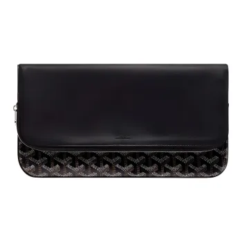 GOYARD Sainte-Marie Canvas With Leather Clutch Medium Size Unisex Black