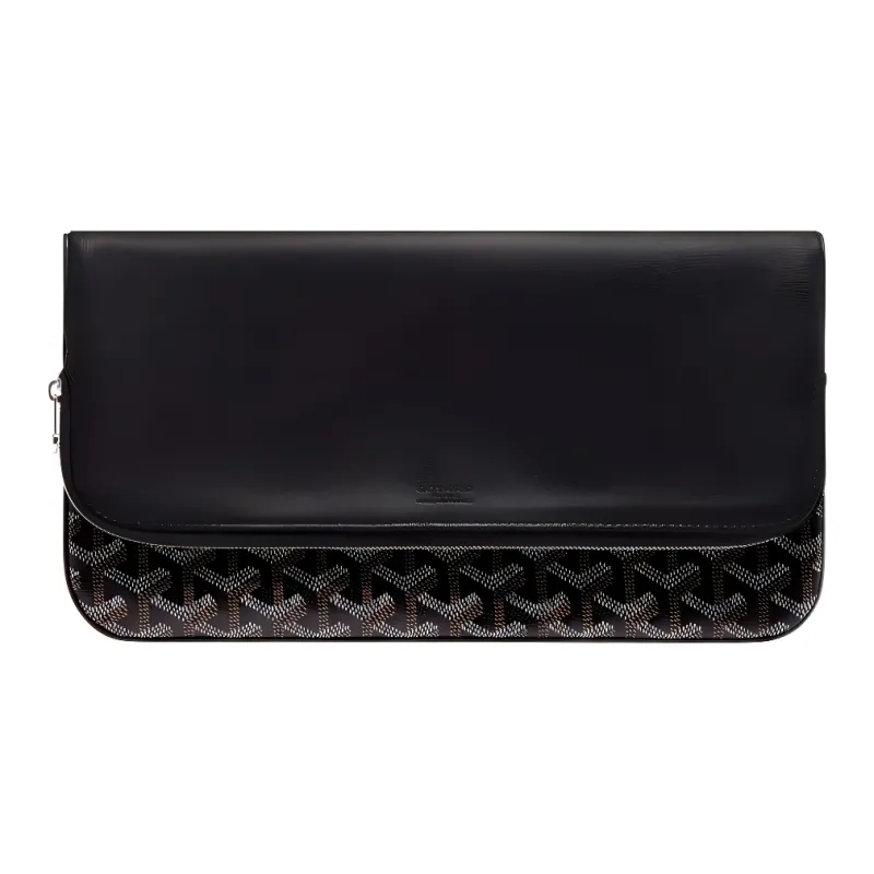 GOYARD Sainte-Marie Canvas With Leather Clutch Medium Size Unisex Black-0