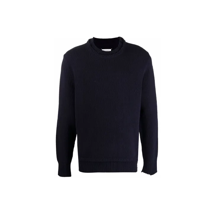Maison Margiela Layered collar Elbow patch Distressed Jumper-0