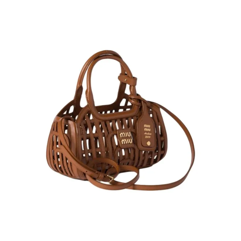 MIU MIU Calfskin One Shoulder Handbag Women's Dark Brown-1