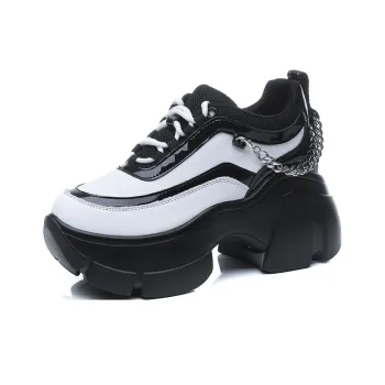 A Poinsettia Princess Cushioning Height Increase Low Top Chunky Sneakers Women's White