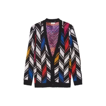 SAINT LAURENT Patterned Intarsia knit Cardigan