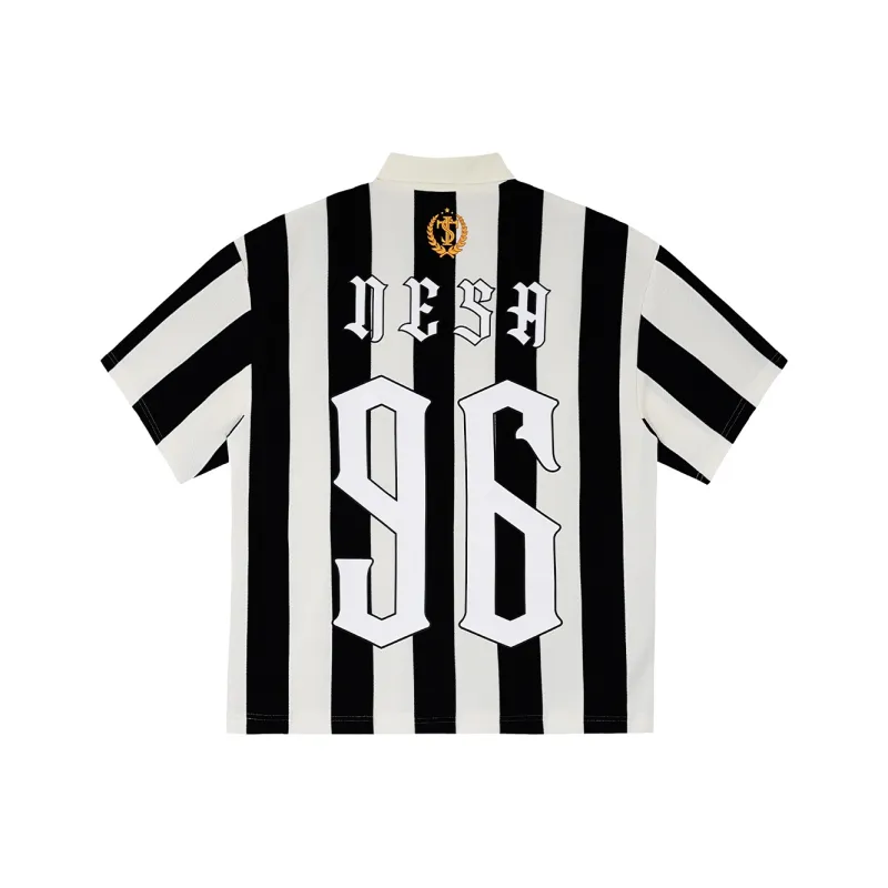 STK SMALL TOWN KID Polo Shirt Unisex Black White Stripes-0