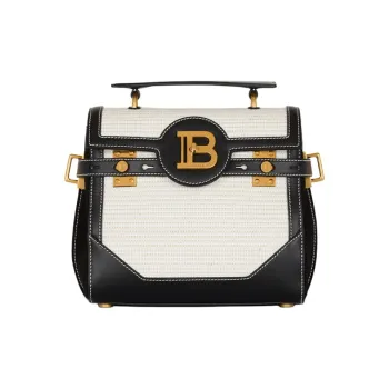 BALMAIN B BUZZ Polyamide One Shoulder Handbag Women's Black & White